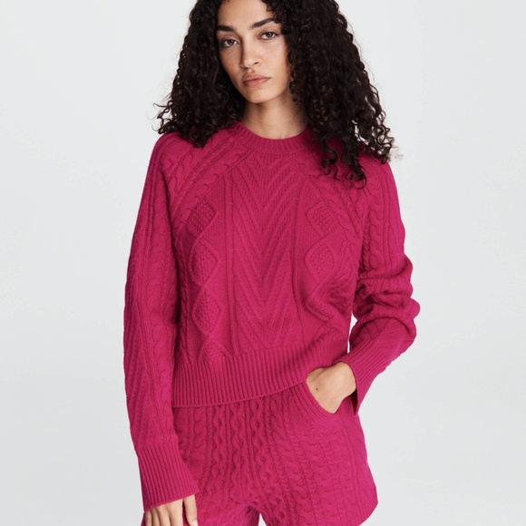 Rag & Bone Pierce Cashmere Cable Sweater in Plum Size XS - Picture 3 of 4